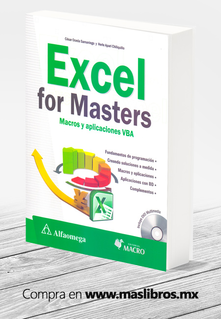 Compra en línea Excel for Masters Macros y Aplicaciones VBA